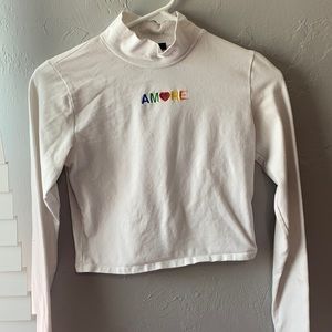 White crop turtle neck